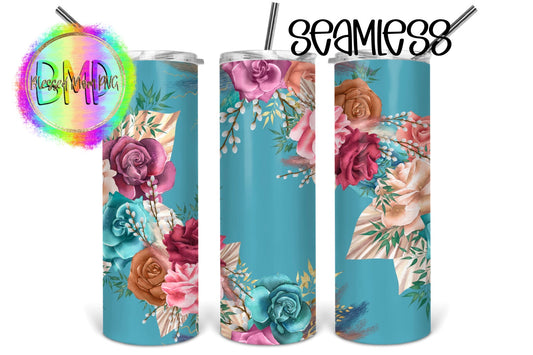 Flowers - 20 oz or 30oz Skinny Tumblers w/ Lid and Metal Straw