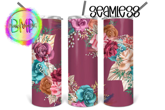 Flowers - 20 oz or 30oz Skinny Tumblers w/ Lid and Metal Straw