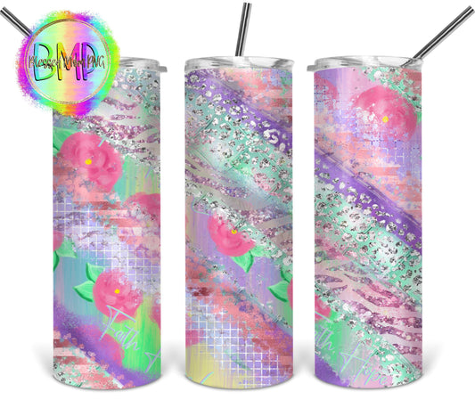 Pink Flower , Zebra Milkyway- 20 oz or 30oz Skinny Tumblers w/ Lid and Metal Straw