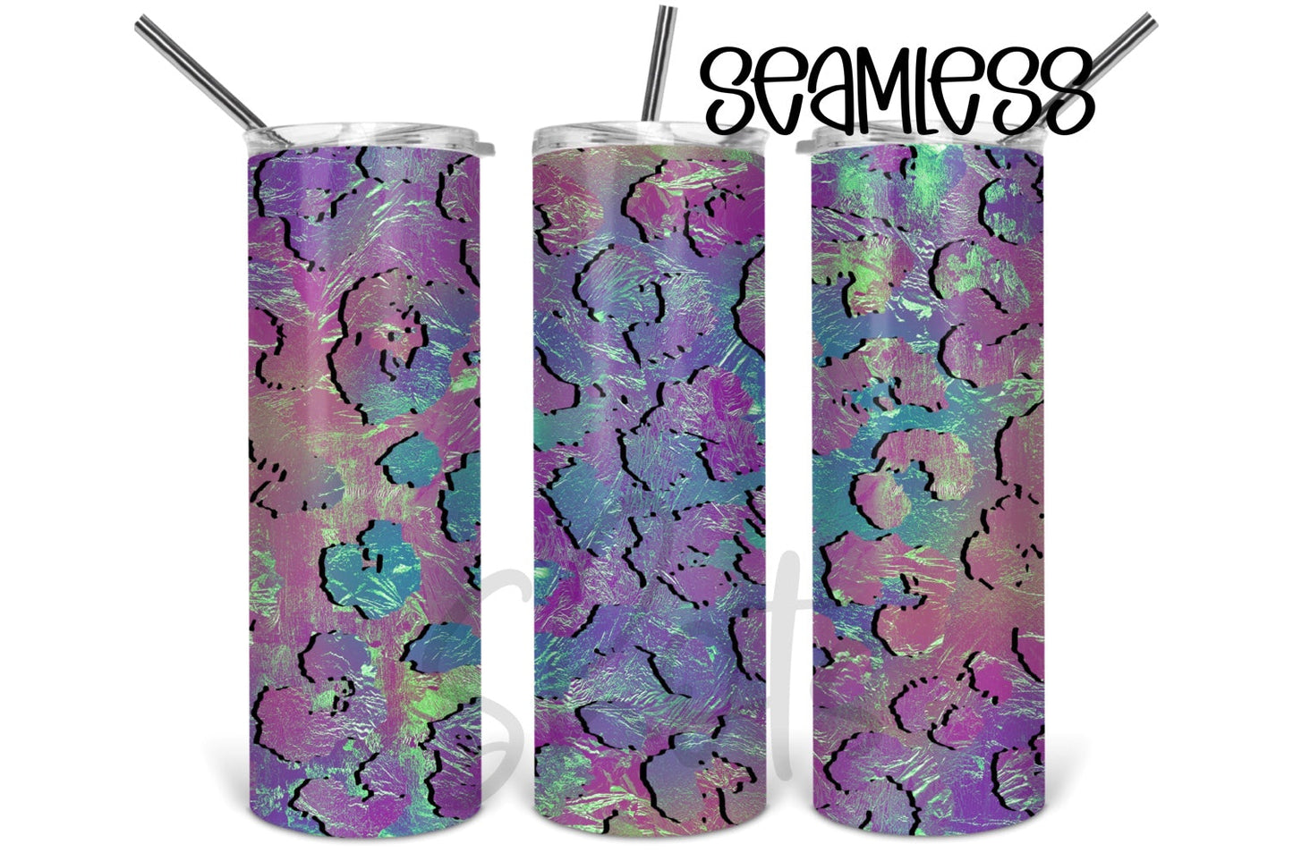 Cheetah Pastel Sketch Style - 20 oz or 30oz Skinny Tumblers w/ Lid and Metal Straw