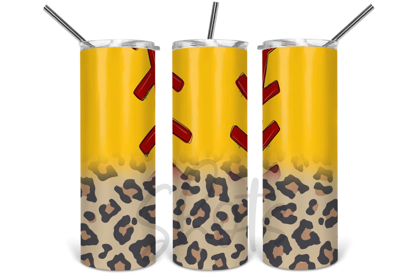 Softball Sports - 20 oz or 30oz Skinny Tumblers w/ Lid and Metal Straw