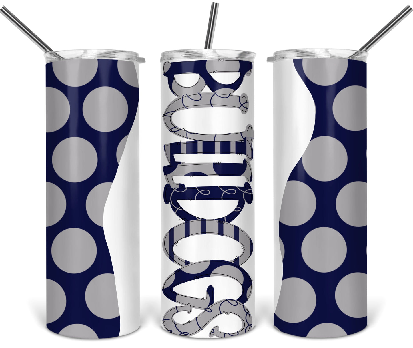 Bulldog School  - 20 oz or 30oz Skinny Tumblers w/ Lid and Metal Straw