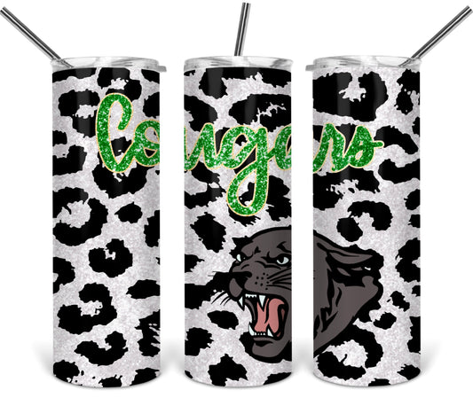 Cougars School  - 20 oz or 30oz Skinny Tumblers w/ Lid and Metal Straw