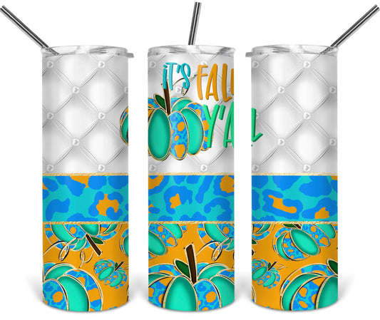 It's Fall Y'all - 20 oz or 30oz Skinny Tumblers w/ Lid and Metal Straw