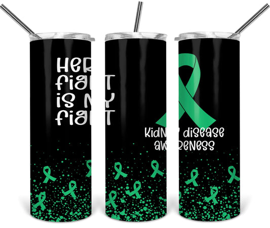Kidney Disease Ribbon Fight - 20 oz or 30oz Skinny Tumblers w/ Lid and Metal Straw