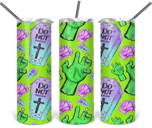 Halloween Coffin Frankenstien Green- 20 oz or 30oz Skinny Tumblers w/ Lid and Metal Straw
