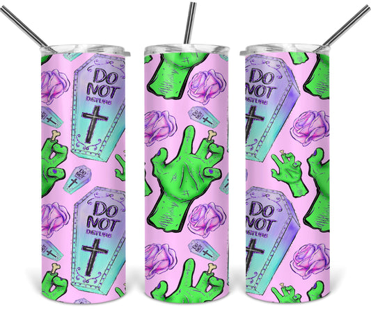 Halloween Coffin Frankenstien Pink- 20 oz or 30oz Skinny Tumblers w/ Lid and Metal Straw