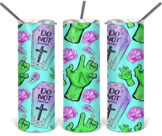 Halloween Coffin Frankenstien Blue- 20 oz or 30oz Skinny Tumblers w/ Lid and Metal Straw