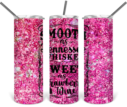 Tennessee Whiskey Pink Glitter - 20 oz or 30oz Skinny Tumblers w/ Lid and Metal Straw