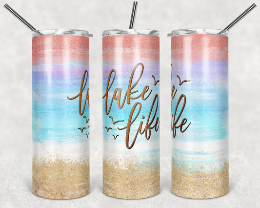 Lake Life  Pastel - 20 oz or 30oz Skinny Tumblers w/ Lid and Metal Straw