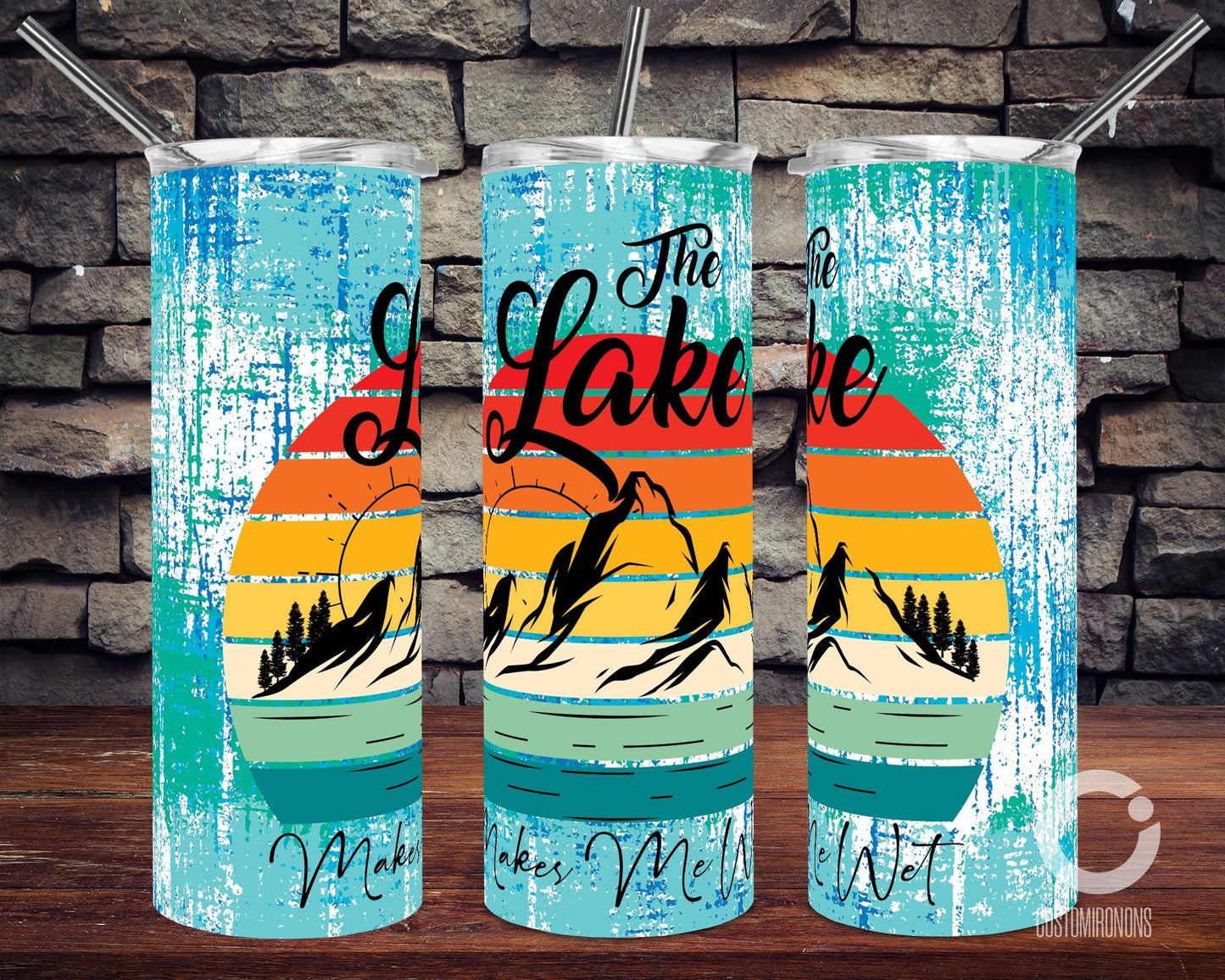 Lake Life - 20 oz or 30oz Skinny Tumblers w/ Lid and Metal Straw