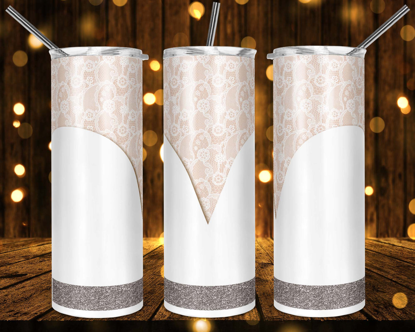 Wedding Bridesmaid - 20oz or 30oz Skinny Tumblers w/ Lid and Metal Straw