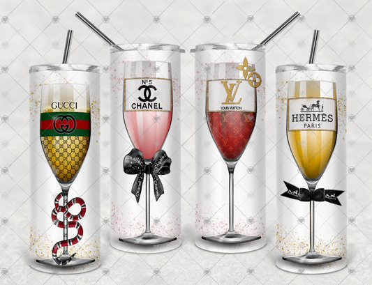 Wine - 20oz or 30oz Skinny Tumblers w/ Lid and Metal Straw