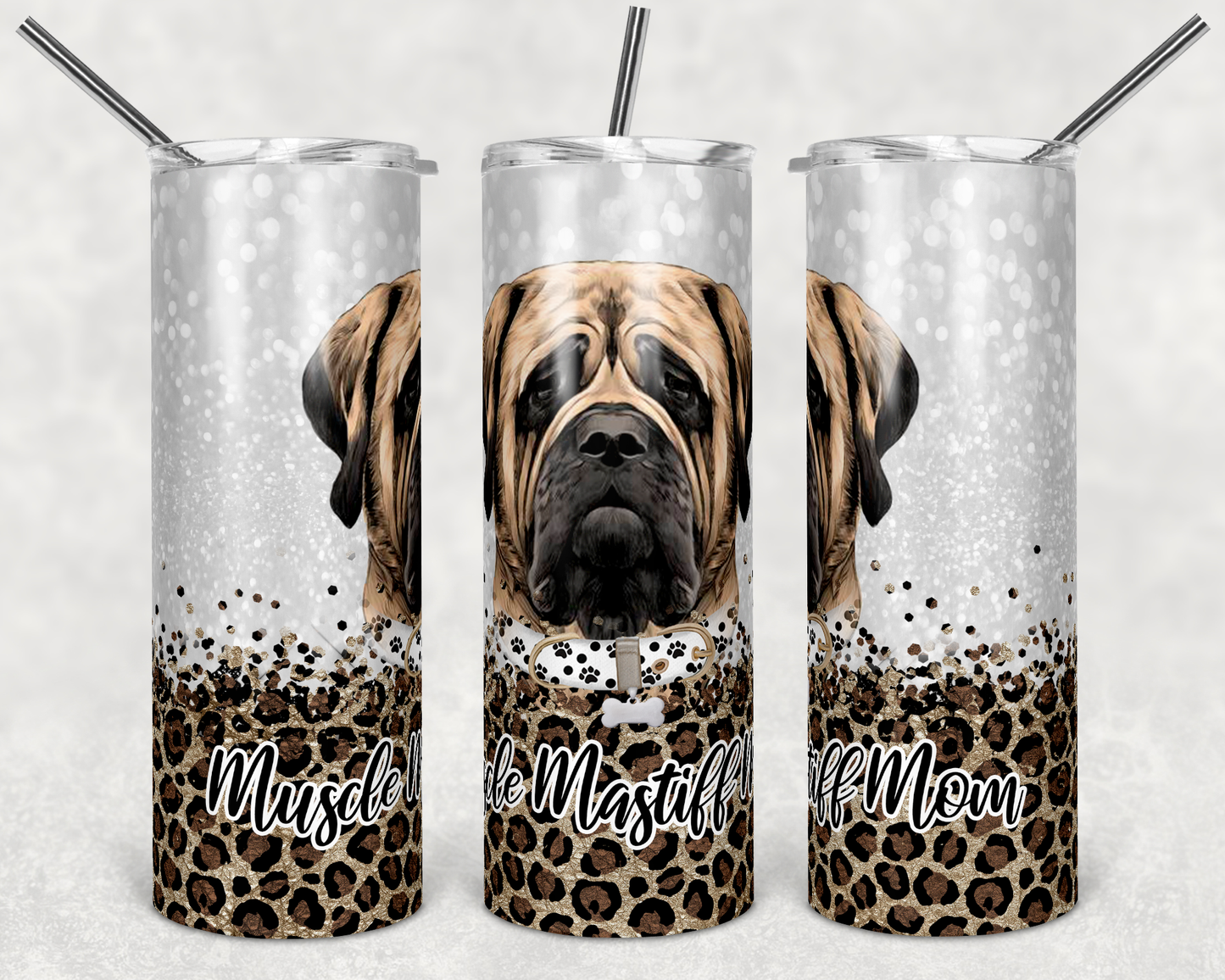 Mastiff Mom Dog- 20oz or 30oz Skinny Tumblers w/ Lid and Metal Straw