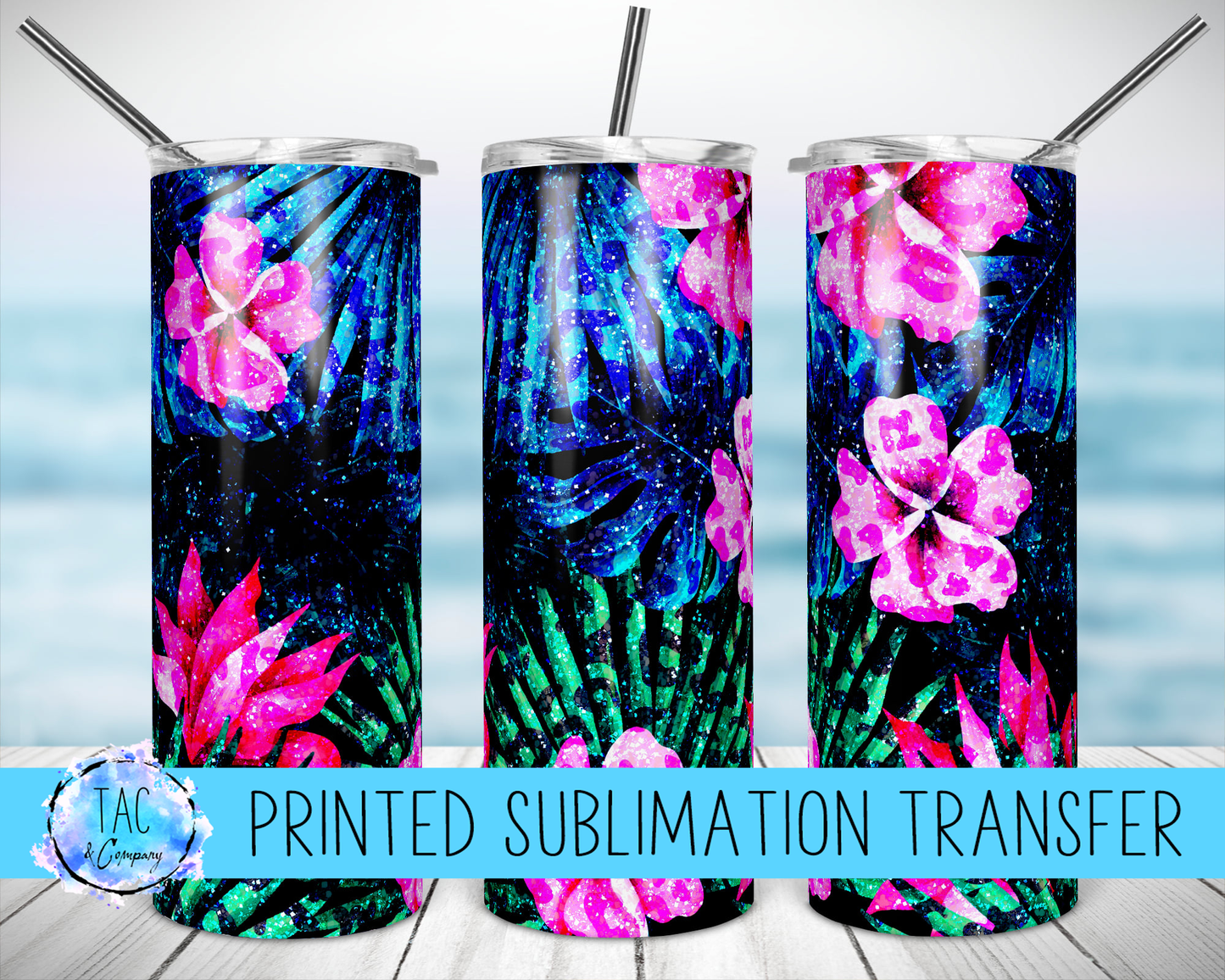 Hot Pink Flowers - Sublimation Print (This Is Not A Digital File)