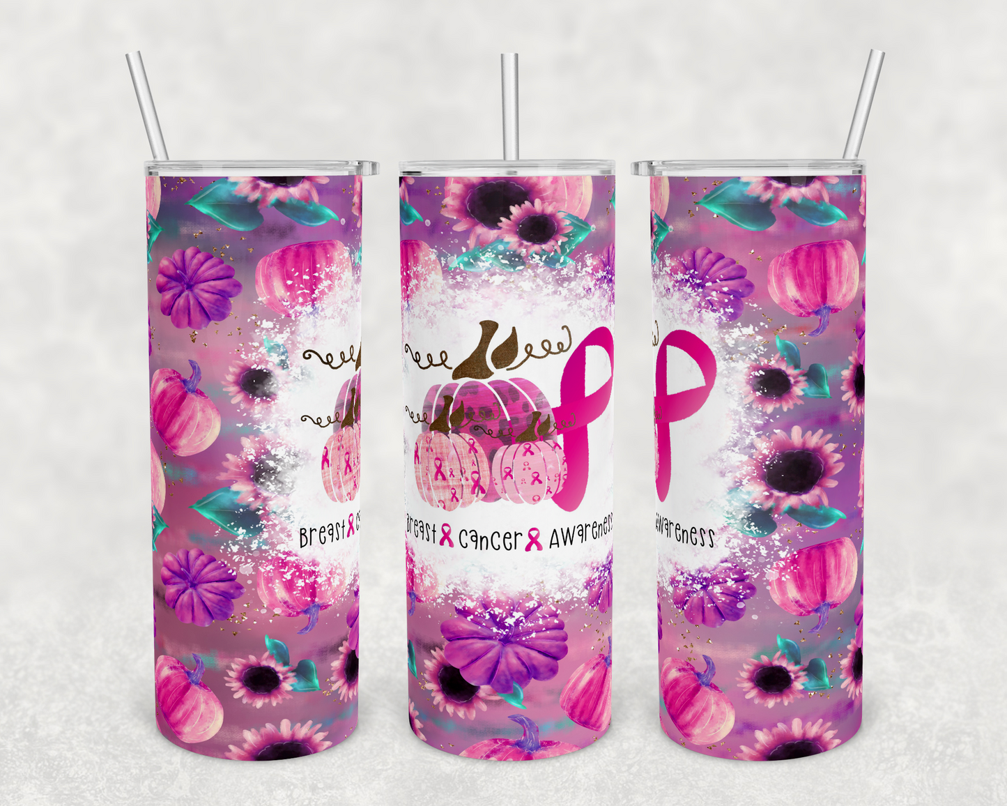 Cancer- 20oz or 30oz Skinny Tumblers w/ Lid and Metal Straw