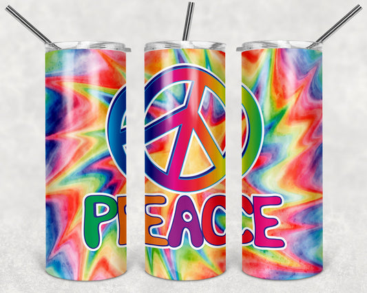 Tye Dye Peace - 20 oz or 30oz Skinny Tumblers w/ Lid and Metal Straw