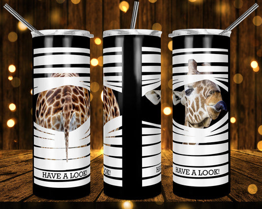 Giraffe Animal - 20 or 30oz Skinny Tumblers w/ Lid and Metal Straw