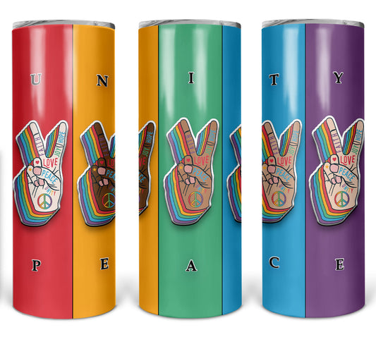 Peace - 20 oz or 30oz Skinny Tumblers w/ Lid and Metal Straw