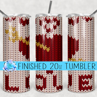 Valtines Day Sweater -20 oz Skinny Tumblers w/Lid and Metal Straw