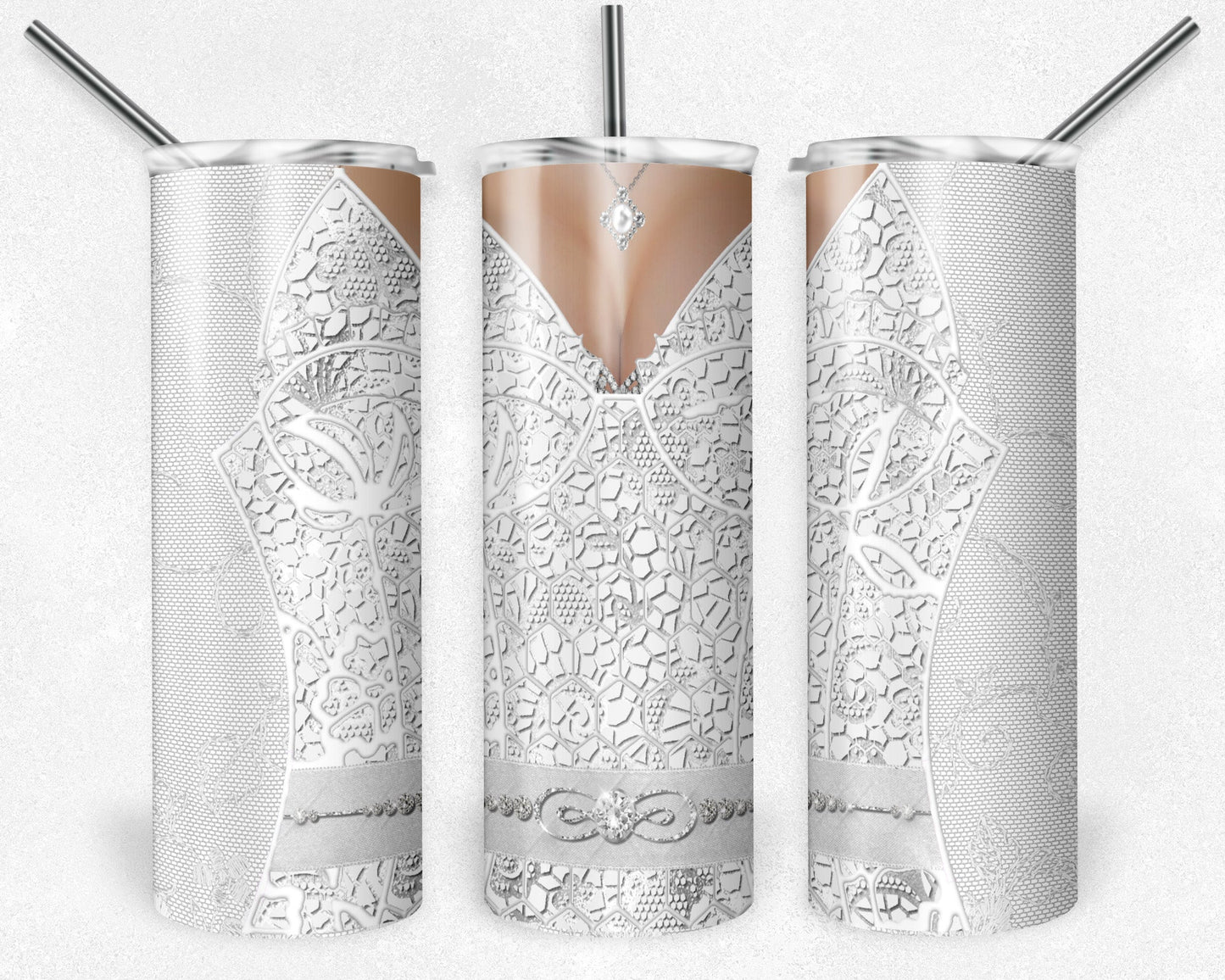 Wedding Bride - 20oz or 30oz Skinny Tumblers w/ Lid and Metal Straw