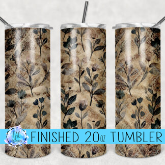 WildFlowers-20 oz Skinny Tumblers w/Lid and Metal Straw