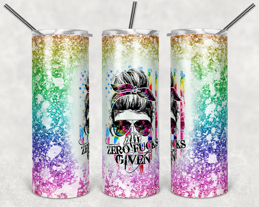 Zero Fucks Given Glitter Adult- 20 oz or 30oz Skinny Tumblers w/ Lid and Metal Straw