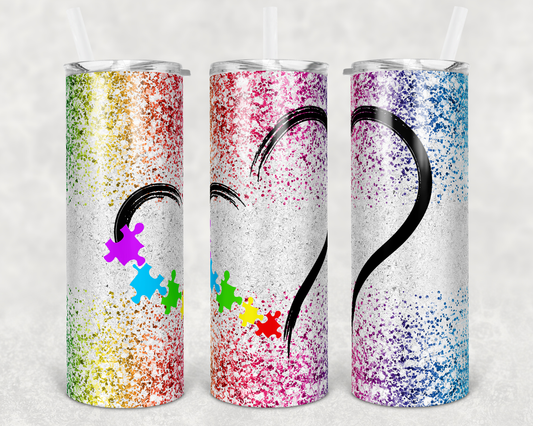 Autism Awareness - 20oz or 30oz Skinny Tumblers w/ Lid and Metal Straw