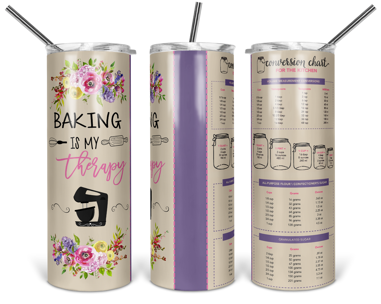 Purple Baking  - 20 oz or 30oz Skinny Tumblers w/ Lid and Metal Straw