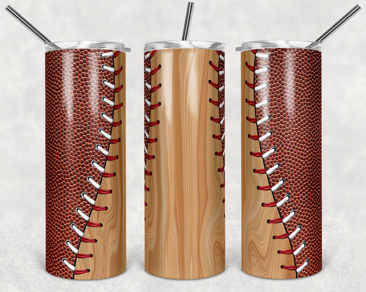 Baseball, Football Sports - 20 oz or 30oz Skinny Tumblers w/ Lid and Metal Straw