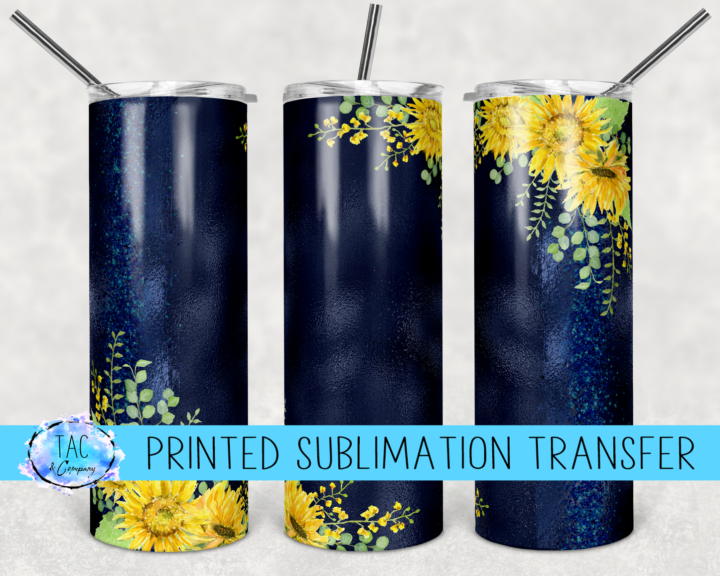 Glitter Blue Sunflower -Sublimation Print (This Is Not A Digital File)