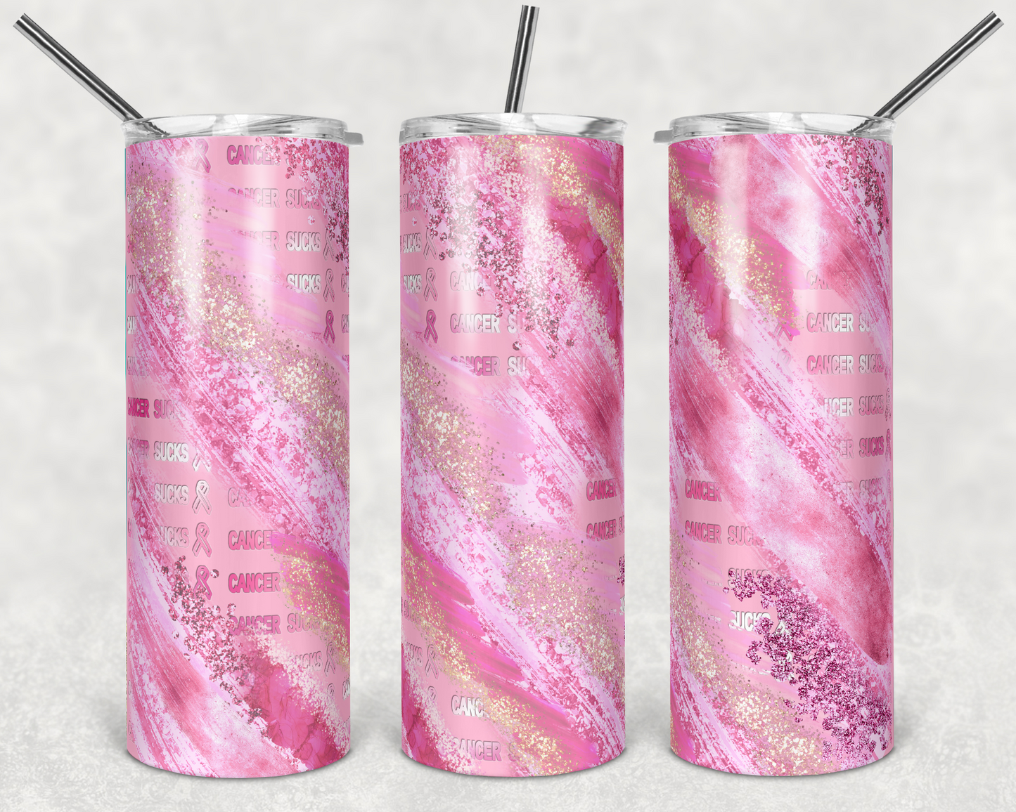 F Cancer- 20oz or 30oz Skinny Tumblers w/ Lid and Metal Straw
