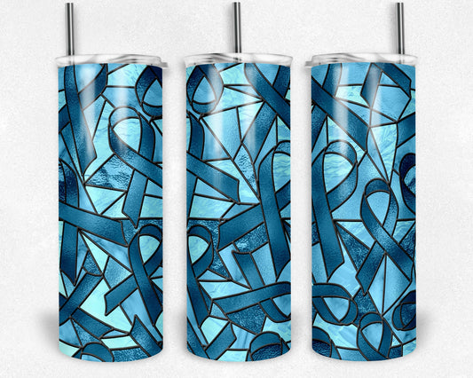 Stained Glass Look Cancer- 20oz or 30oz Skinny Tumblers w/ Lid and Metal Straw