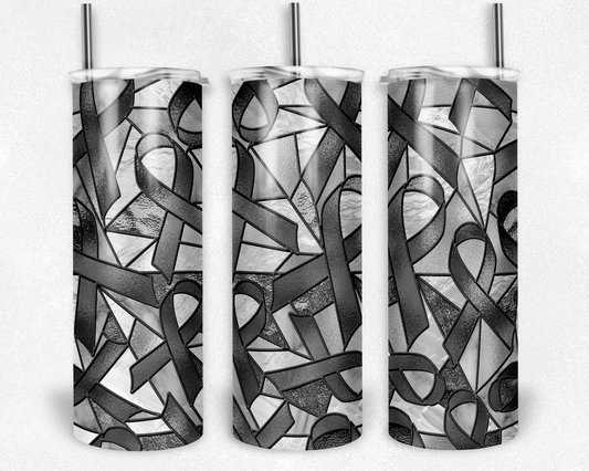 Stained Glass Look Cancer- 20oz or 30oz Skinny Tumblers w/ Lid and Metal Straw