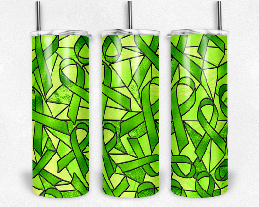 Stained Glass Look Cancer- 20oz or 30oz Skinny Tumblers w/ Lid and Metal Straw