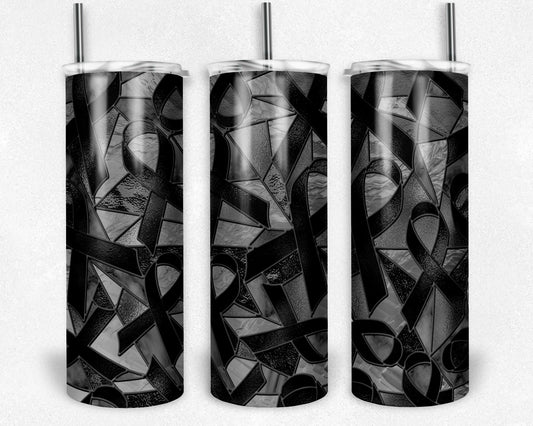 Stained Glass Look Cancer- 20oz or 30oz Skinny Tumblers w/ Lid and Metal Straw