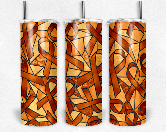 Stained Glass Look Cancer- 20oz or 30oz Skinny Tumblers w/ Lid and Metal Straw
