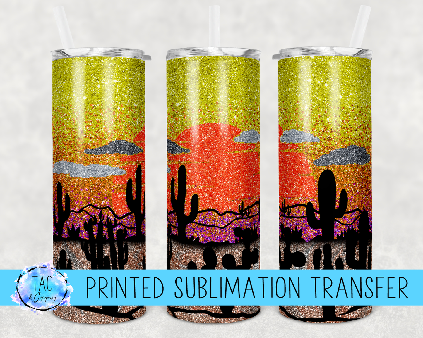 Ombre Desert Cactus Sunset -Sublimation Print (This Is Not A Digital File)