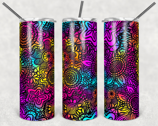 Flowers - 20oz or 30oz Skinny Tumblers w/ Lid and Metal Straw