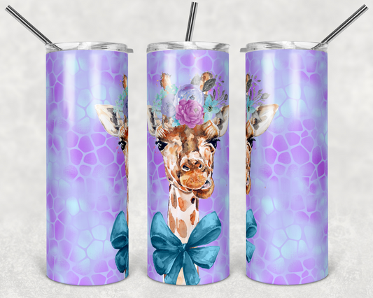 Giraffe Animal - 20 or 30oz Skinny Tumblers w/ Lid and Metal Straw