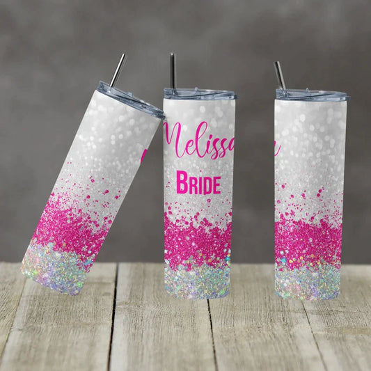 Wedding Bride - 20oz or 30oz Skinny Tumblers w/ Lid and Metal Straw