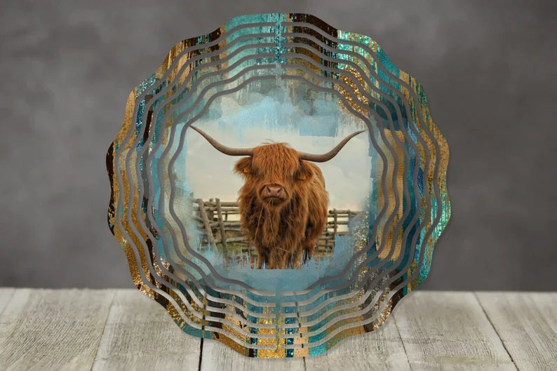 10 inch Wind Spinners - Highland Cow