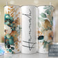 Custom Name Tumbler Emerald Green Gold Floral  Seamless Gift for her, Mothers Day Travel Tumbler- Skinny 20oz Tumbler