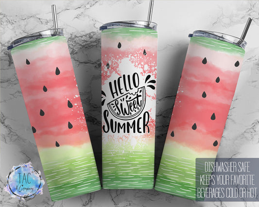 Hellow Sweet Summer Watercolors florals Tumbler Seamless Gift - Skinny 20oz Tumbler