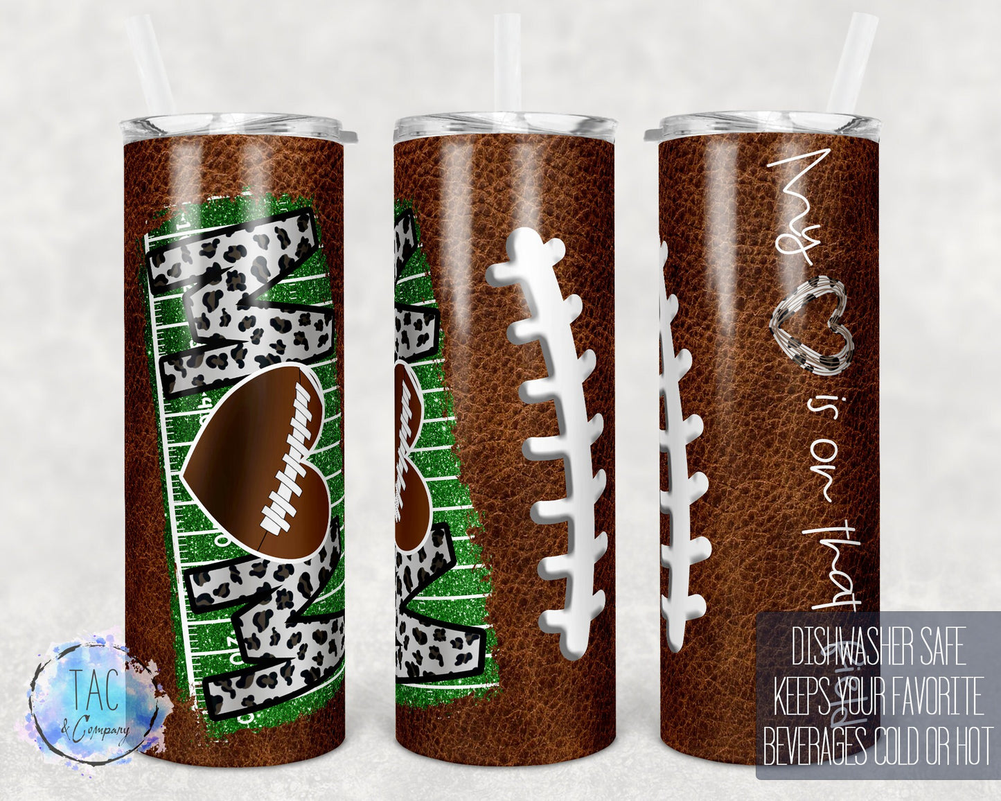 My Heart Is on That Field Mom Leopard, Gift for Mom, Gift for her Tumbler for mom  - Skinny 20oz Tumbler