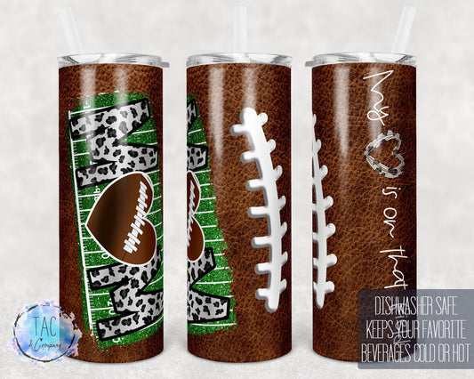 My Heart Is on That Field Mom Leopard, Gift for Mom, Gift for her Tumbler for mom  - Skinny 20oz Tumbler