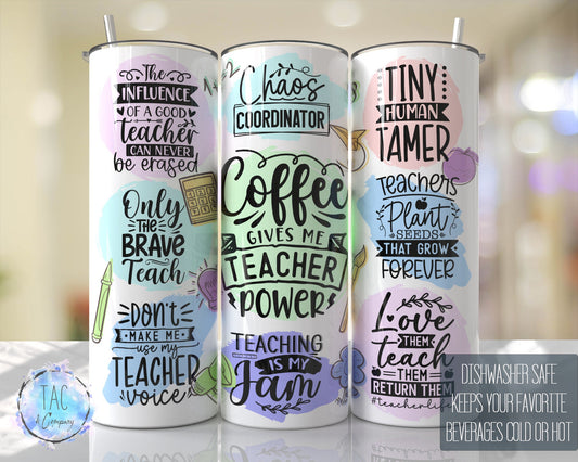Funny Teacher Appreciation,Teacher Power in Colors,Gift For Teacher 20oz Skinny Tumbler-Free Shipping