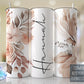Custom Name Tumbler Boho Beige and Pink Floral  Seamless Gift for her, Mothers Day Travel Tumbler- Skinny 20oz Tumbler