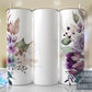 Purple Floral, Flowers. Tumbler Wrap with Name, Add Your Own Text  Seamless Gift for her, Travel Tumbler- Skinny 20oz Tumbler