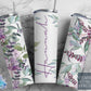 Floral Tumbler Wrap Add Your Own Name Purple Flowers, Seamless Gift for her, Travel Tumbler- Skinny 20oz Tumbler